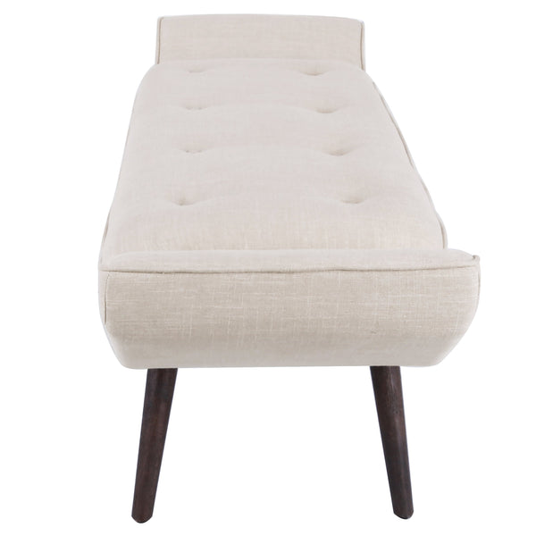 New Pacific Direct Newcastle Tufted Bench – Stylish Mid-century Design For Bedroom, Foyer, Or Living Room Decor Flax 18% Polyester,15% Cotton,15% Linen,52% Viscose 1900099-f-npd