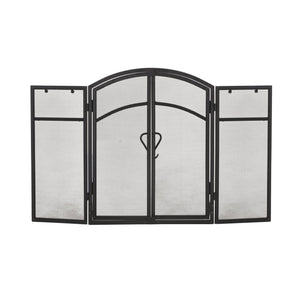 English Elm Christopher Knight Home® - FOLDING Iron Fireplace Screen with Doors & 4-Piece Tool Set, Matte Black Camelback Frame, 50.5" wide 67301.00