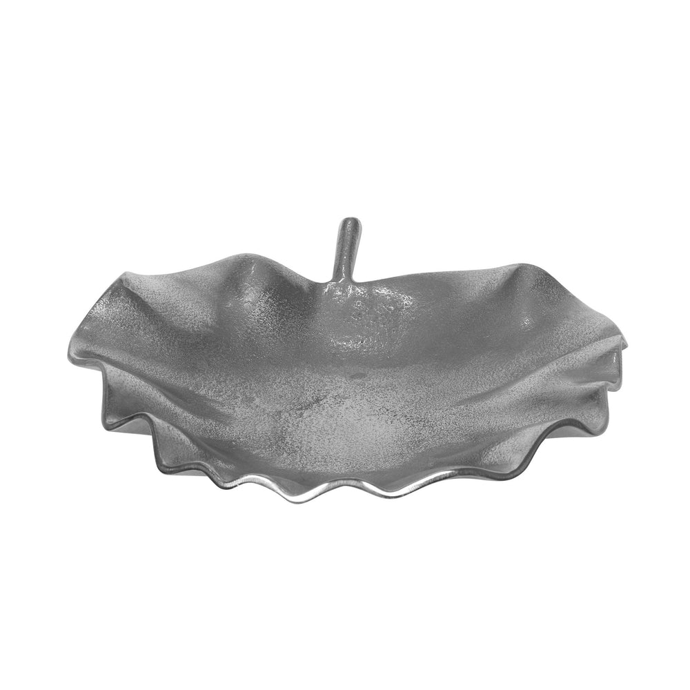 English Elm Christopher Knight Home® - Plate Handcrafted Aluminum Decorative Leaf Plate in Raw Nickel Finish — 17" x 16" Artisan Catchall, Jewelry Tray 72534.00