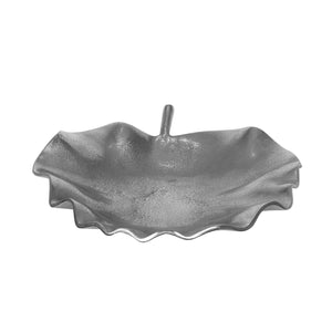 English Elm Christopher Knight Home® - Plate Handcrafted Aluminum Decorative Leaf Plate in Raw Nickel Finish — 17" x 16" Artisan Catchall, Jewelry Tray 72534.00