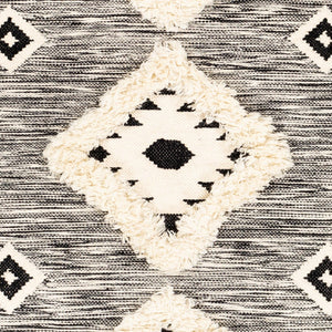 Livabliss Apache Moroccan Inspired Handwoven Wool Accent Rug with Fringe for Entryway Decor Black, Cream 8' x 10' APA2302-810