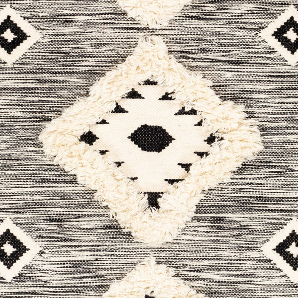 Livabliss Apache Moroccan Inspired Handwoven Wool Accent Rug with Fringe for Entryway Decor Black, Cream 8' x 10' APA2302-810