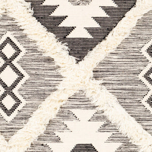 Livabliss Apache Hand Knotted Wool Rug Moroccan Global Pattern Plush Pile Artisan Accent Black, Cream 6' x 9' APA2303-69