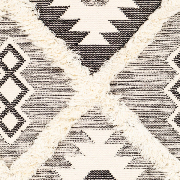 Livabliss Apache Hand Knotted Wool Rug Moroccan Global Pattern Plush Pile Artisan Accent Black, Cream 6' x 9' APA2303-69