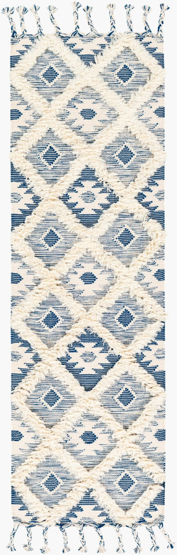 Livabliss Apache Handwoven Wool Runner Rug Moroccan Bohemian Global Pattern Artisan Hallway Dark Blue, Ivor 2'6" x 8' APA2304-268