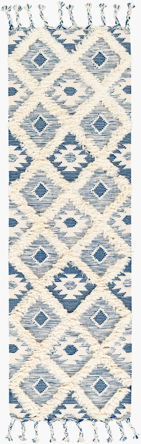 Livabliss Apache Handwoven Wool Runner Rug Moroccan Bohemian Global Pattern Artisan Hallway Dark Blue, Ivor 2'6" x 8' APA2304-268