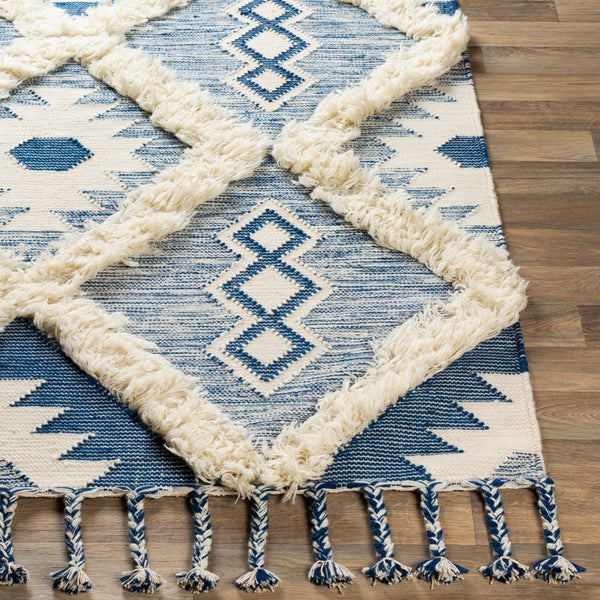 Livabliss Apache Handwoven Wool Runner Rug Moroccan Bohemian Global Pattern Artisan Hallway Dark Blue, Ivor 9' x 12' APA2304-912