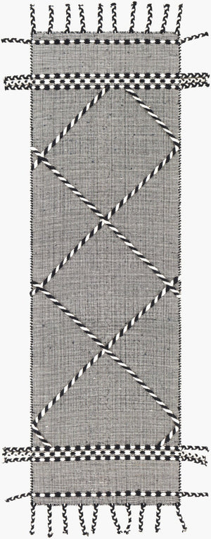 Livabliss Apache Handwoven Wool Flatweave Rug Moroccan Geometric Bohemian Fringe Accent Black, Cream 2'6" x 8' APA2306-268
