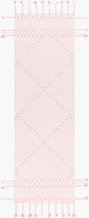 Livabliss Apache Handwoven Wool Flatweave Rug Moroccan Bohemian Style for Entryways and Accent Floors Light Pink, Cre 2'6" x 8' APA2307-268