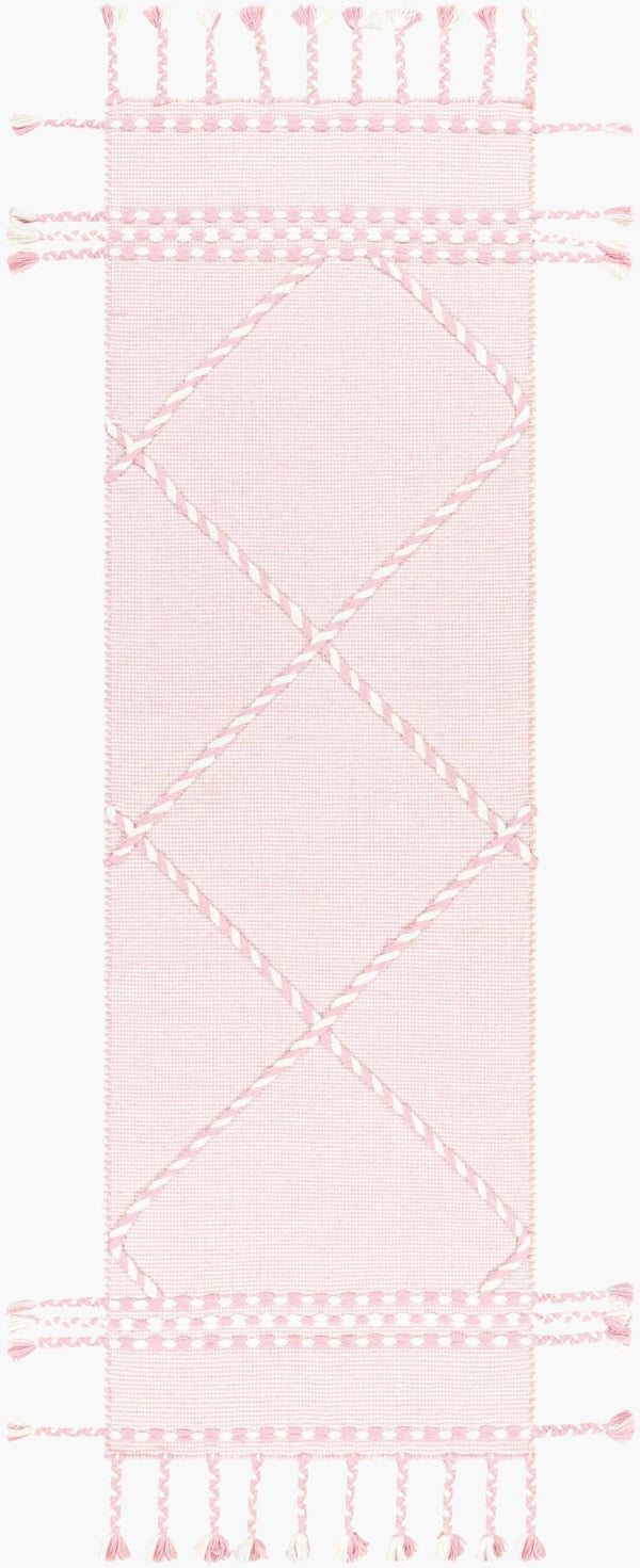 Livabliss Apache Handwoven Wool Flatweave Rug Moroccan Bohemian Style for Entryways and Accent Floors Light Pink, Cre 2'6" x 8' APA2307-268