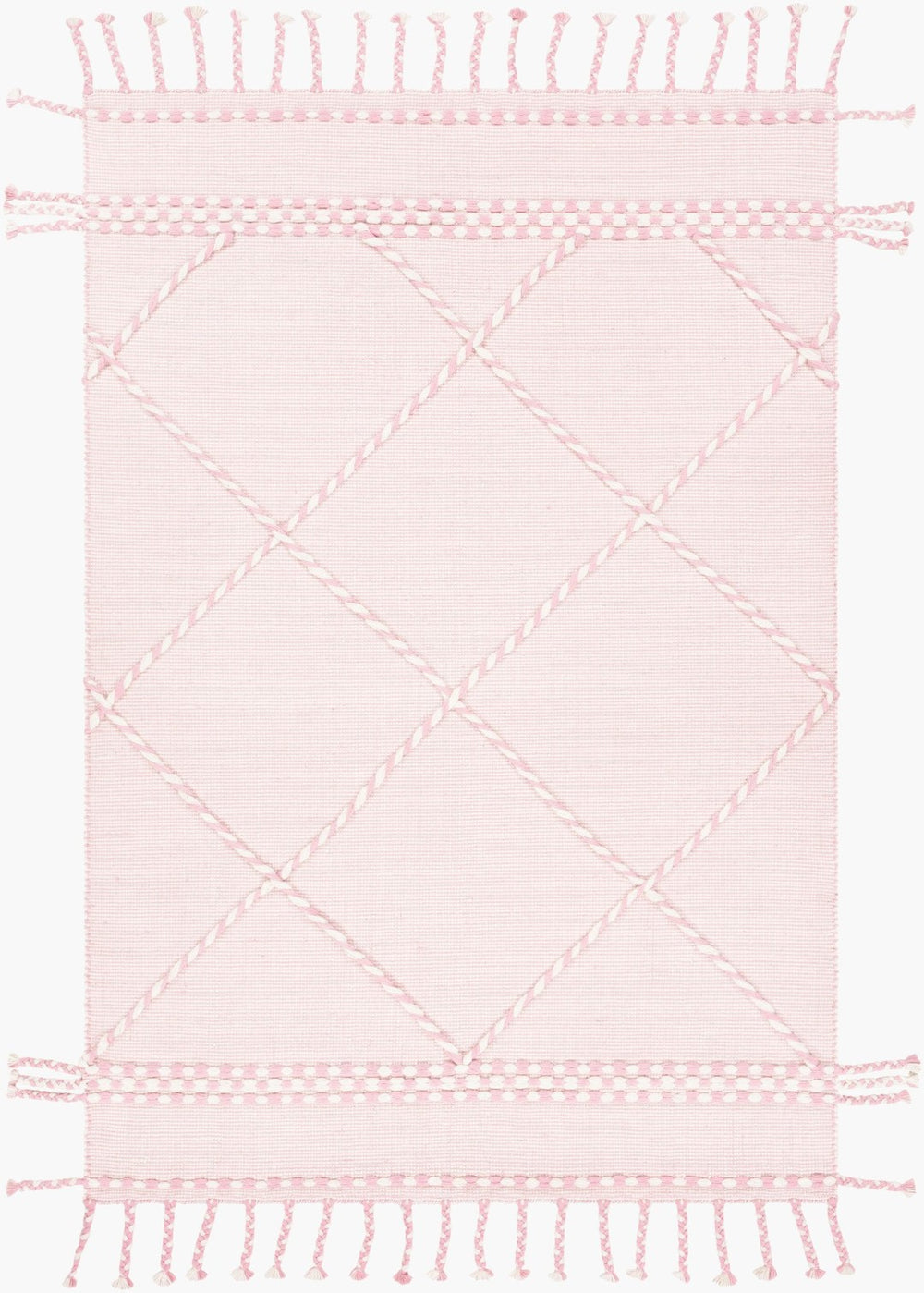 Livabliss Apache Handwoven Wool Flatweave Rug Moroccan Bohemian Style for Entryways and Accent Floors Light Pink, Cre 2' x 3' APA2307-23