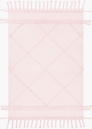 Livabliss Apache Handwoven Wool Flatweave Rug Moroccan Bohemian Style for Entryways and Accent Floors Light Pink, Cre 2' x 3' APA2307-23