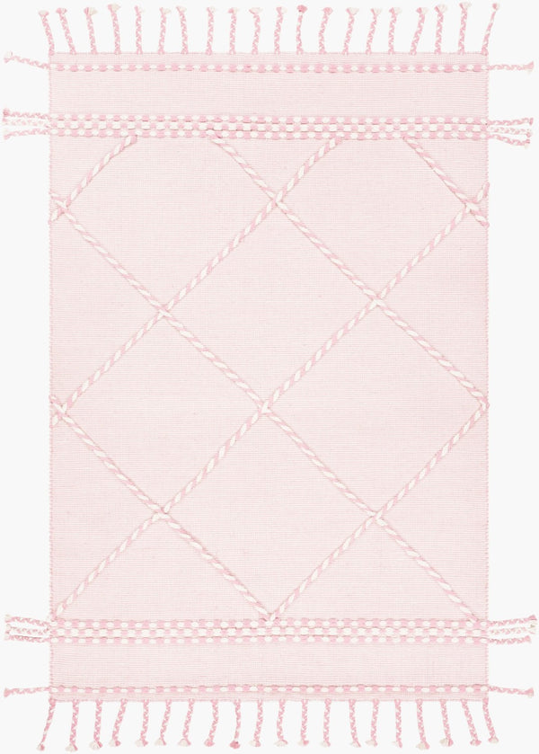 Livabliss Apache Handwoven Wool Flatweave Rug Moroccan Bohemian Style for Entryways and Accent Floors Light Pink, Cre 2' x 3' APA2307-23