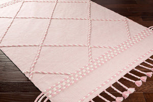Livabliss Apache Handwoven Wool Flatweave Rug Moroccan Bohemian Style for Entryways and Accent Floors Light Pink, Cre 2' x 3' APA2307-23