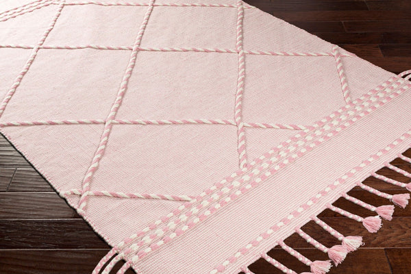 Livabliss Apache Handwoven Wool Flatweave Rug Moroccan Bohemian Style for Entryways and Accent Floors Light Pink, Cre 2' x 3' APA2307-23