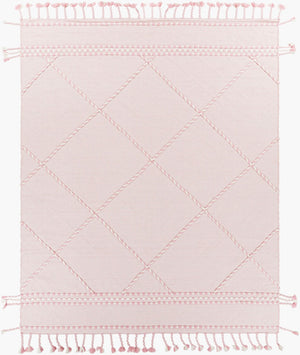 Livabliss Apache Handwoven Wool Flatweave Rug Moroccan Bohemian Style for Entryways and Accent Floors Light Pink, Cre 8' x 10' APA2307-810