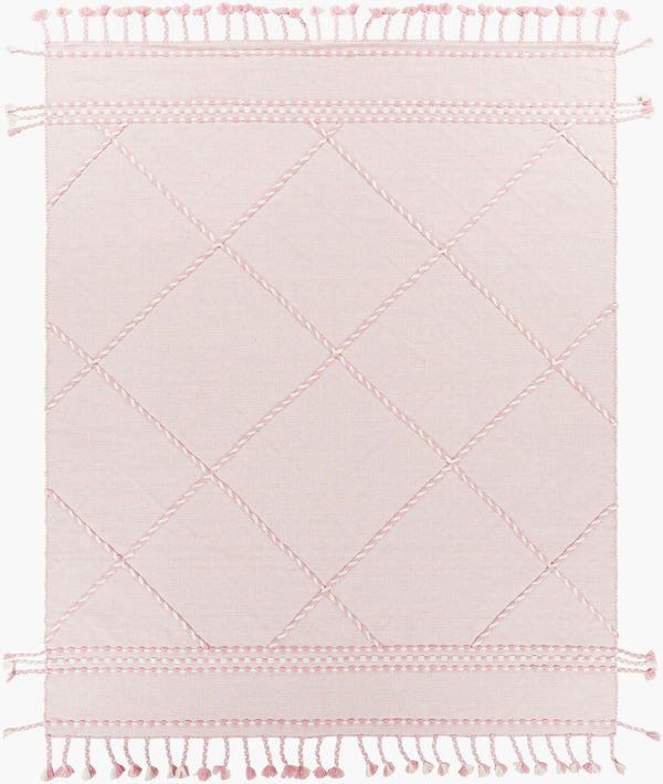 Livabliss Apache Handwoven Wool Flatweave Rug Moroccan Bohemian Style for Entryways and Accent Floors Light Pink, Cre 8' x 10' APA2307-810
