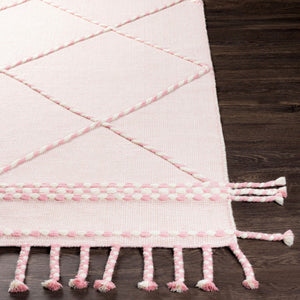 Livabliss Apache Handwoven Wool Flatweave Rug Moroccan Bohemian Style for Entryways and Accent Floors Light Pink, Cre 2' x 3' APA2307-23