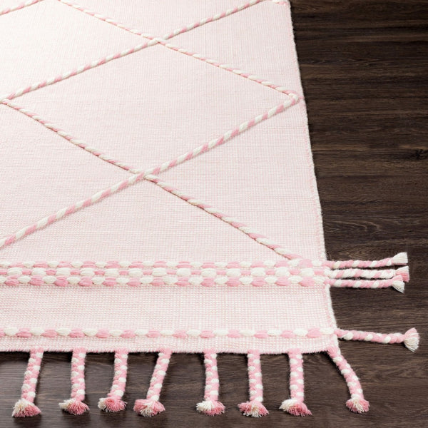 Livabliss Apache Handwoven Wool Flatweave Rug Moroccan Bohemian Style for Entryways and Accent Floors Light Pink, Cre 2' x 3' APA2307-23
