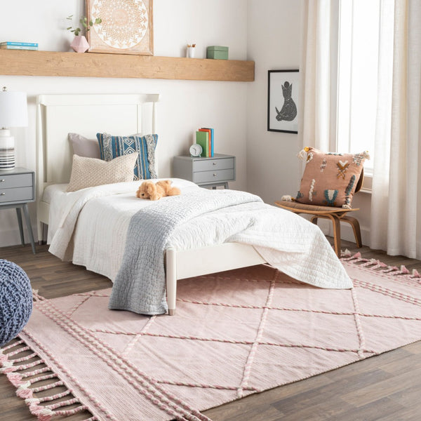 Livabliss Apache Handwoven Wool Flatweave Rug Moroccan Bohemian Style for Entryways and Accent Floors Light Pink, Cre 2' x 3' APA2307-23