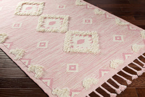 Livabliss Apache Handwoven Wool Runner Rug Moroccan Bohemian Pattern for Hallway or Entryway Light Pink, Cre 2'6" x 8' APA2308-268
