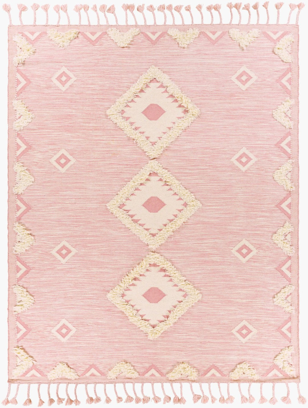 Livabliss Apache Handwoven Wool Runner Rug Moroccan Bohemian Pattern for Hallway or Entryway Light Pink, Cre 3' x 5' APA2308-35