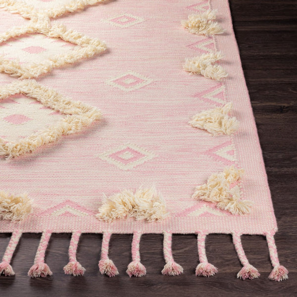 Livabliss Apache Handwoven Wool Runner Rug Moroccan Bohemian Pattern for Hallway or Entryway Light Pink, Cre 2'6" x 8' APA2308-268