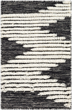Livabliss Apache Handwoven Wool Bohemian Area Rug Plush Artisan Weave for Entryways and Cozy Nooks Black, Cream 2' x 3' APA2311-23