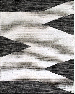 Livabliss Apache Handwoven Wool Bohemian Area Rug Plush Artisan Weave for Entryways and Cozy Nooks Black, Cream 8' x 10' APA2311-810
