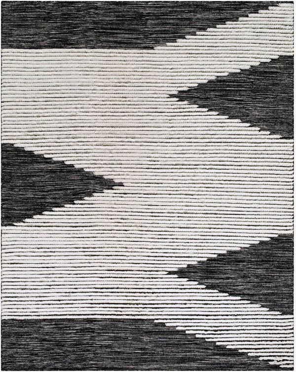 Livabliss Apache Handwoven Wool Bohemian Area Rug Plush Artisan Weave for Entryways and Cozy Nooks Black, Cream 8' x 10' APA2311-810