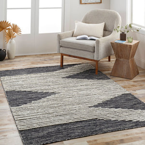 Livabliss Apache Handwoven Wool Bohemian Area Rug Plush Artisan Weave for Entryways and Cozy Nooks Black, Cream 2' x 3' APA2311-23