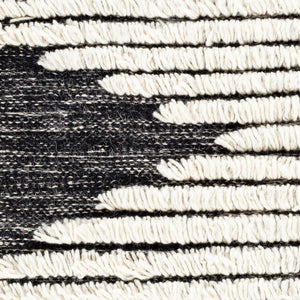 Livabliss Apache Handwoven Wool Bohemian Area Rug Plush Artisan Weave for Entryways and Cozy Nooks Black, Cream 2'6" x 8' APA2311-268
