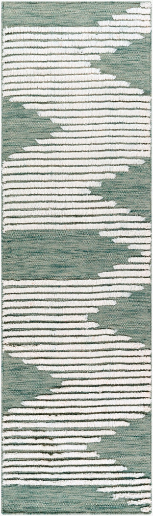 Livabliss Apache Handwoven Wool Accent Rug Bohemian Global Pattern for Entryway or Bedside Sage, Dark Gree 2'6" x 8' APA2313-268