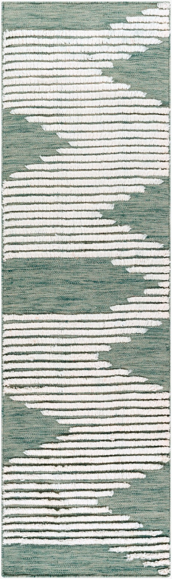 Livabliss Apache Handwoven Wool Accent Rug Bohemian Global Pattern for Entryway or Bedside Sage, Dark Gree 2'6" x 8' APA2313-268