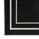 Nourison Essentials NRE02 Machine Made Power-loomed Narrow Border Indoor/Outdoor Contemporary Outdoor Rug Black Ivory, Black Ivory 100% Polypropylene 99446137609