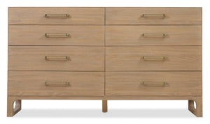 Hooker Furniture Banyon Banyon Bay Eight Drawer Dresser In Desert Oak With Brushed Brass Pulls, Cedar-Lined Drawers, Jewelry Tray 6081-90202-82