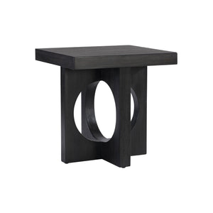 Bernhardt Bernhardt Micah Side Table — Wire-Brushed White Oak, Black Truffle Finish, Sculptural Geometric Accent (24"W X 24"H) 557121