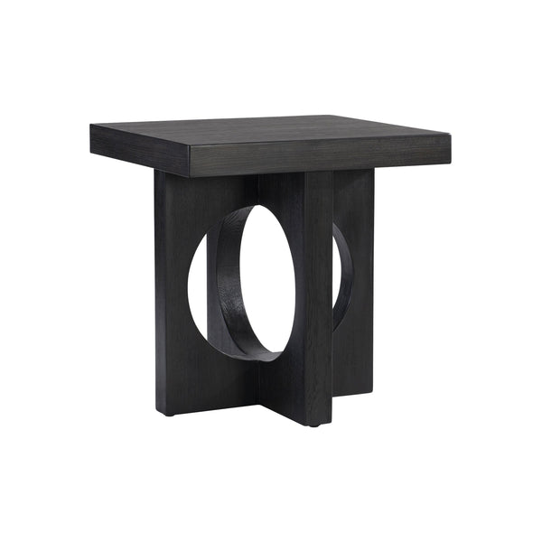 Bernhardt Bernhardt Micah Side Table — Wire-Brushed White Oak, Black Truffle Finish, Sculptural Geometric Accent (24"W X 24"H) 557121