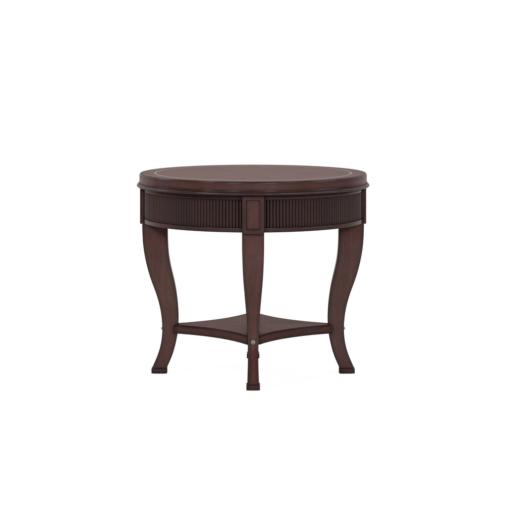 A.R.T. Furniture Revival Round End Table In Napa Mahogany - Elegant Traditional Design With Open Shelf & Inlay Detail Brown Rubberwood Solids,Quarter Mahogany Veneer,Resin 328303-1730