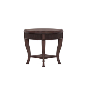 A.R.T. Furniture Revival Round End Table In Napa Mahogany - Elegant Traditional Design With Open Shelf & Inlay Detail Brown Rubberwood Solids,Quarter Mahogany Veneer,Resin 328303-1730