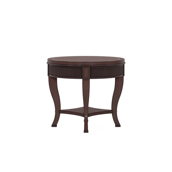 A.R.T. Furniture Revival Round End Table In Napa Mahogany - Elegant Traditional Design With Open Shelf & Inlay Detail Brown Rubberwood Solids,Quarter Mahogany Veneer,Resin 328303-1730