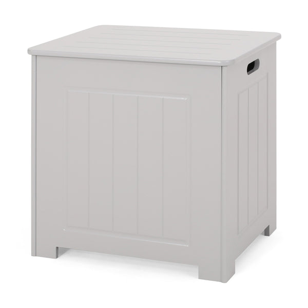 English Elm Christopher Knight Home® - BATHROOM Modern Light Grey Faux Wood Laundry Hamper with Flip-Top Lid, Vertical Slats, 20"W x 20.25"H 66608.00LGRY