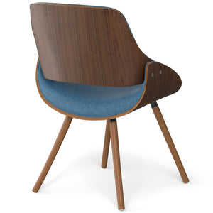 English Elm Malden Bentwood Dining Chair - Stylish Blue Upholstered Seat For Mid-Century Modern Homes B136P158899
