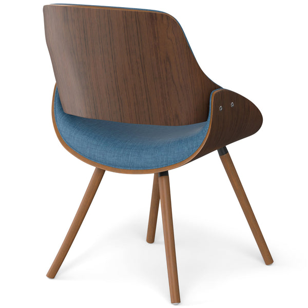 English Elm Malden Bentwood Dining Chair - Stylish Blue Upholstered Seat For Mid-Century Modern Homes B136P158899