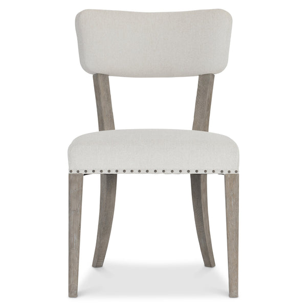 Bernhardt Bernhardt Albion Side Chair With Wire‑Brushed Pewter Oak, Tailored Upholstery, Nailhead Trim Accent 311541