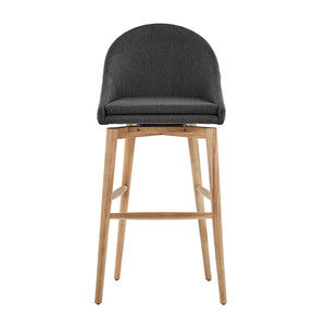 Homelegance By Top-Line Montague Mid-Century Wood Swivel Bar Height Stools (Set of 2) Dark Grey Rubberwood