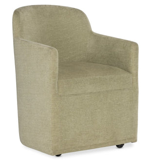 Hooker Furniture Commerce Upholstered Arm Chair With Barrel Silhouette, Performance Fabric & Casters For Mobility And Style Green 7228-75010-35