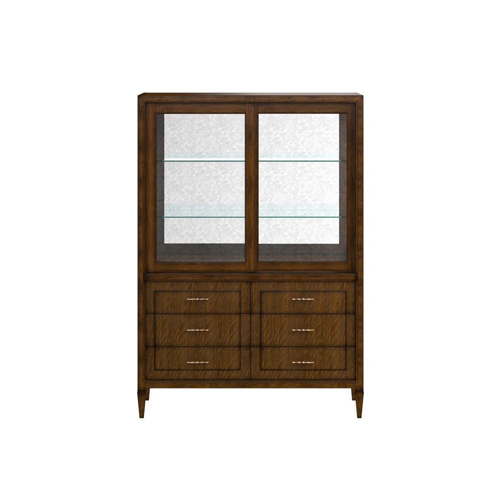 A.R.T. Furniture Eave Traditional China Cabinet In Quartered Walnut - Elegant Design With 2 Glass Doors & 6 Drawers Brown Material(S), Poplar And Parawood Solids,Walnut Veneer 336240-1860