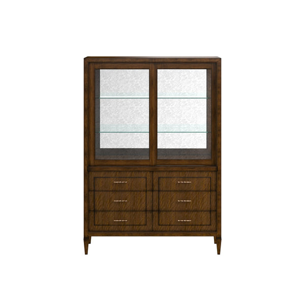 A.R.T. Furniture Eave Traditional China Cabinet In Quartered Walnut - Elegant Design With 2 Glass Doors & 6 Drawers Brown Material(S), Poplar And Parawood Solids,Walnut Veneer 336240-1860