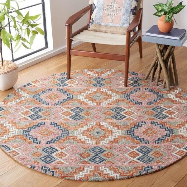 Safavieh Aspen 279 Hand Tufted Bohemian Rug Orange / Fuchsia 9' x 9' Square